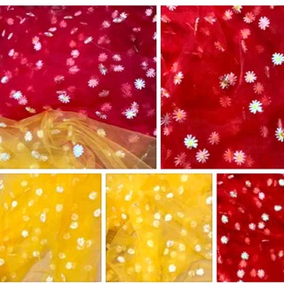 V288🌸 VẢI VOAN THÊU HOA CÚC CAO CẤP MAY ĐỒ CHO DOLL, OBITSU, DIY, HANDMADE, QUILTING, SCRUNCHIES..