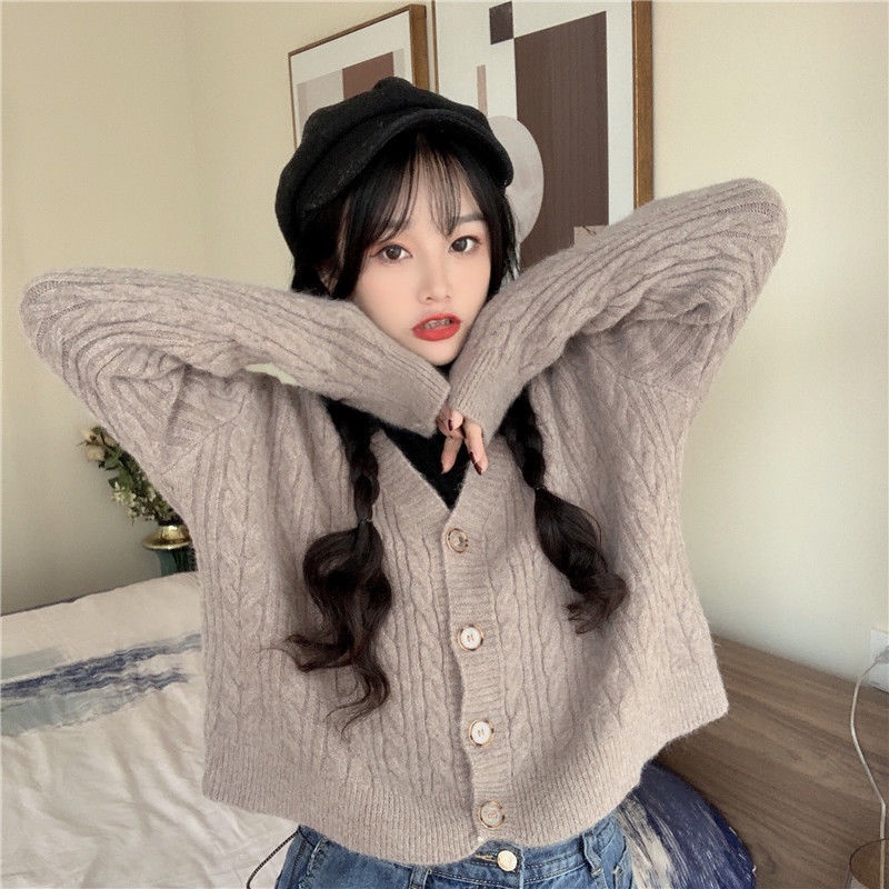 Áo Khoác Cardigan Dệt Kim Tay Dài Phong Cách Hàn Quốc Thời Trang Thu Đông
