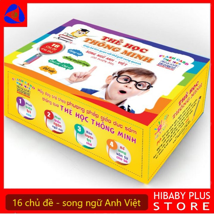 Bộ thẻ học thông minh 16 chủ đề tiếng anh tiếng việt cho bé