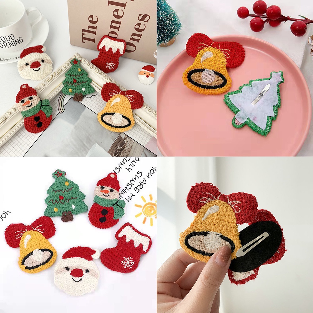Kẹp Tóc Hình Ông Già Noel / Cây Thông / Vịt Đan Len Dễ Thương Cho Bé Gái