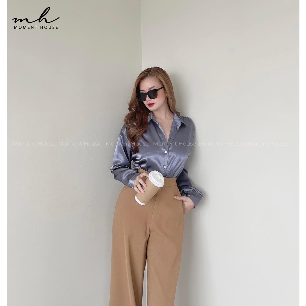 Quần ống suông không li, chất cát hàn mềm mịn, gài sắt size SML