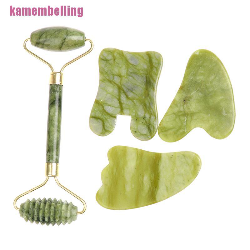 Bộ dụng cụ lăn và tấm cạo mssage mặt 100% đá ngọc bích giúp giảm dấu hiệu lão hóa