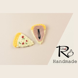 Kẹp tóc cute cho bé gái hình bánh pizza hải sản, cặp tóc len Handmade 4.5cm [Ảnh thật+Hàng sẵn]
