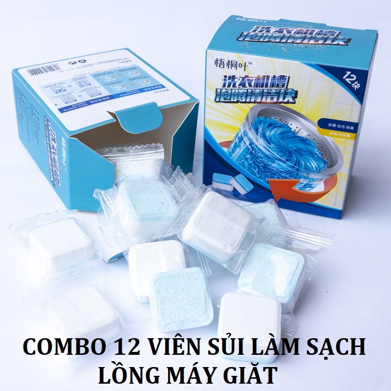 Combo 12 viên sủi làm sạch và khử mùi máy giặt Teddy Bears store