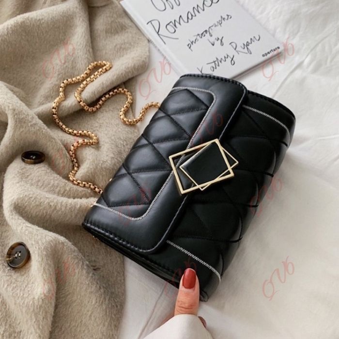 Túi xách nữ khóa hình vuông, Túi đeo chéo mini chất da siêu đẹp phong cách hàn quốc - QV Fashion