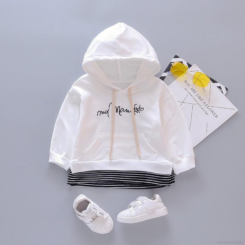 Áo hoodie giả hai lớp họa tiết sọc xinh xắn cho trẻ em