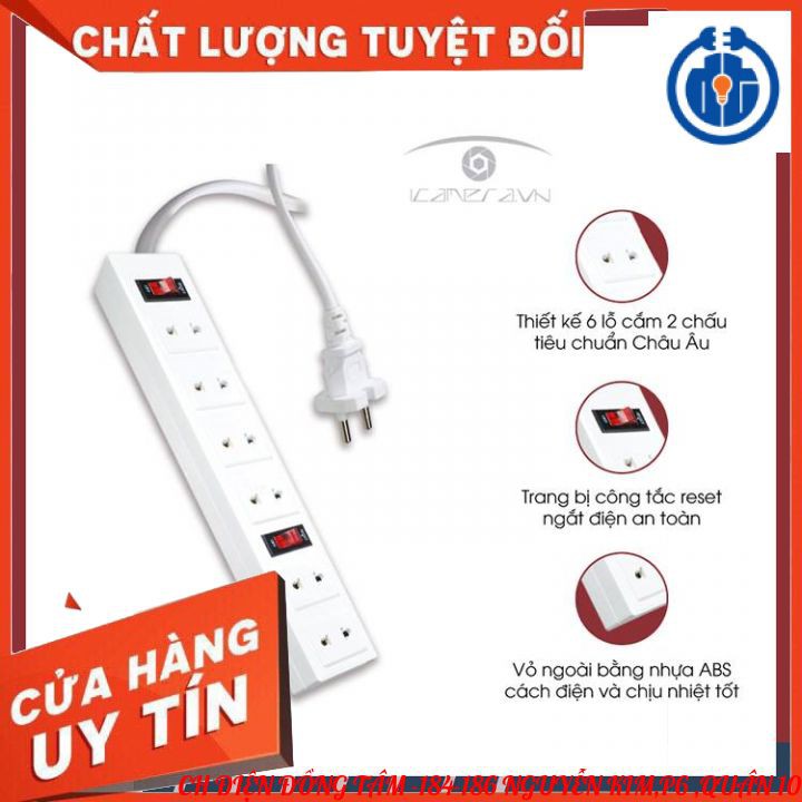 Ổ Cắm Điện Quang ĐQ 001A-01 ( 6 lỗ 2 chấu ) 2 Mét- 5 Mét