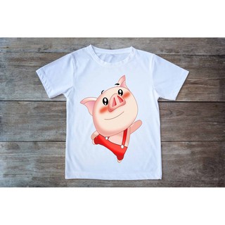 Áo thun in hình con heo mặc áo