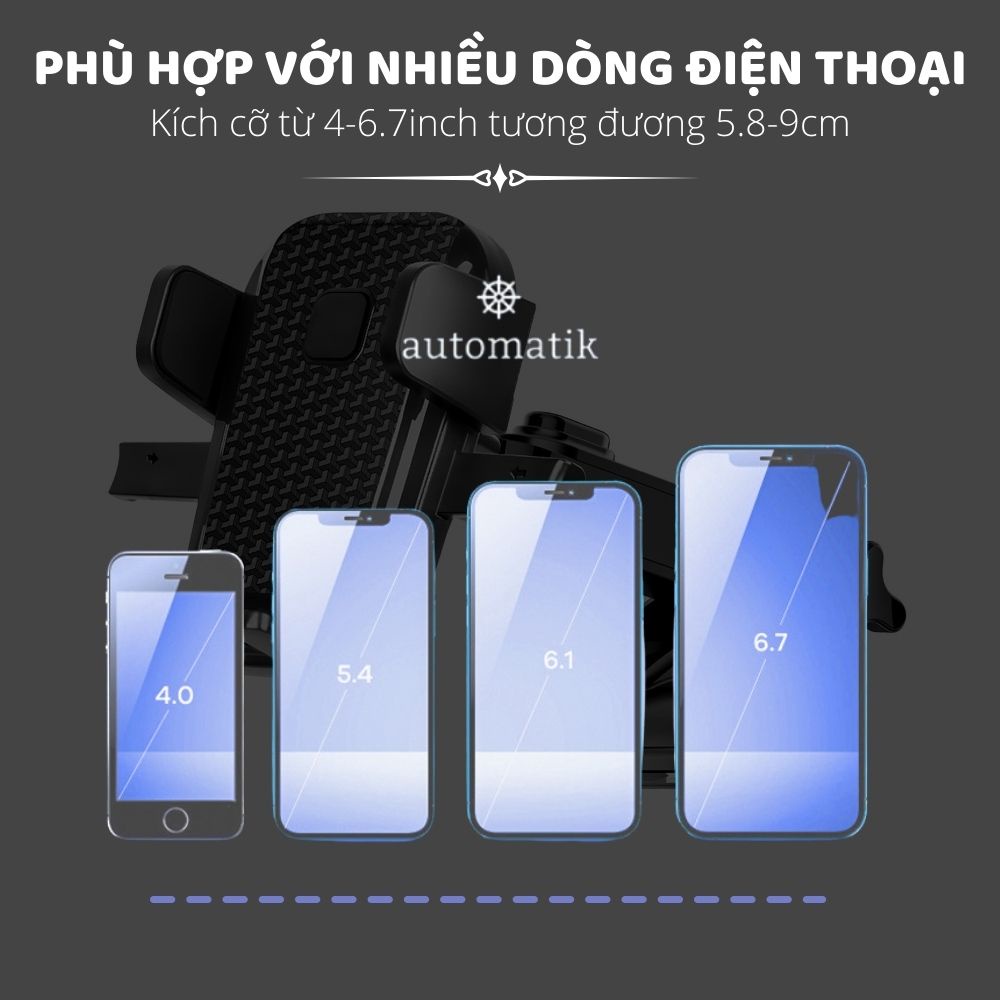 Giá Đỡ Điện Thoại Cho Ô Tô Gắn Taplo Chân Kẹp, Hút Chân Không Xoay 360 Độ Chắc Chắn - Automatik