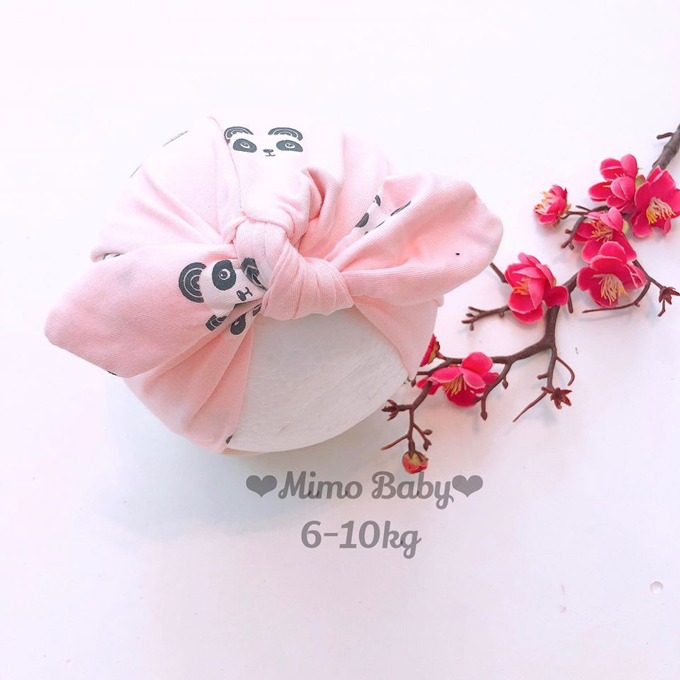 Mũ turban cho bé- hồng panda (4-8kg)