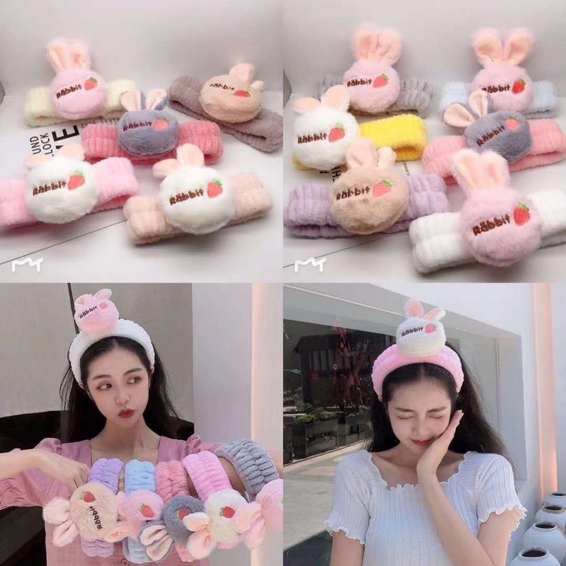 Băng Đô Thỏ Rabbit Bằng Lông Giúp Tẩy Trang, Rửa Mặt