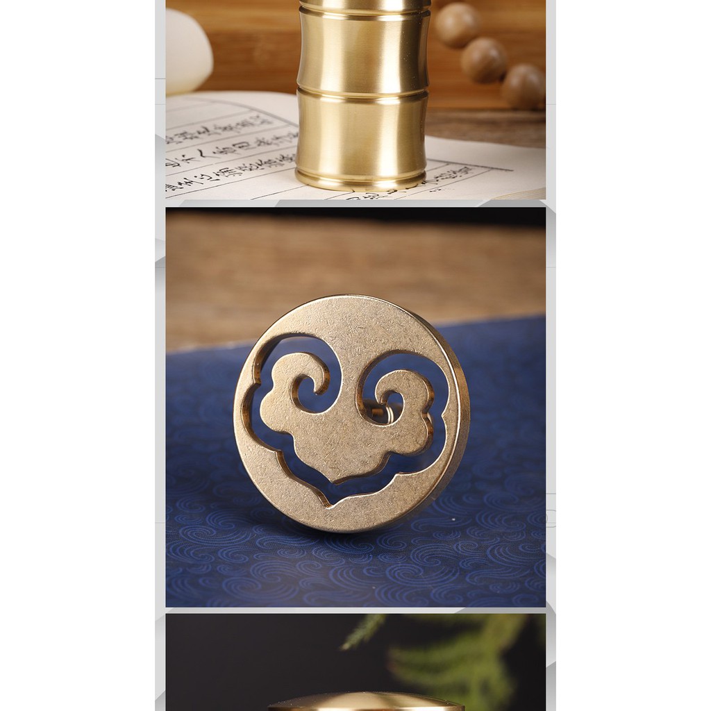 Bộ dụng cụ xông trầm hương bằng đồng vàng nguyên chất ưu đãi tặng kèm bột Nhật dẫn lửa/ khuôn tạo nụ trầm