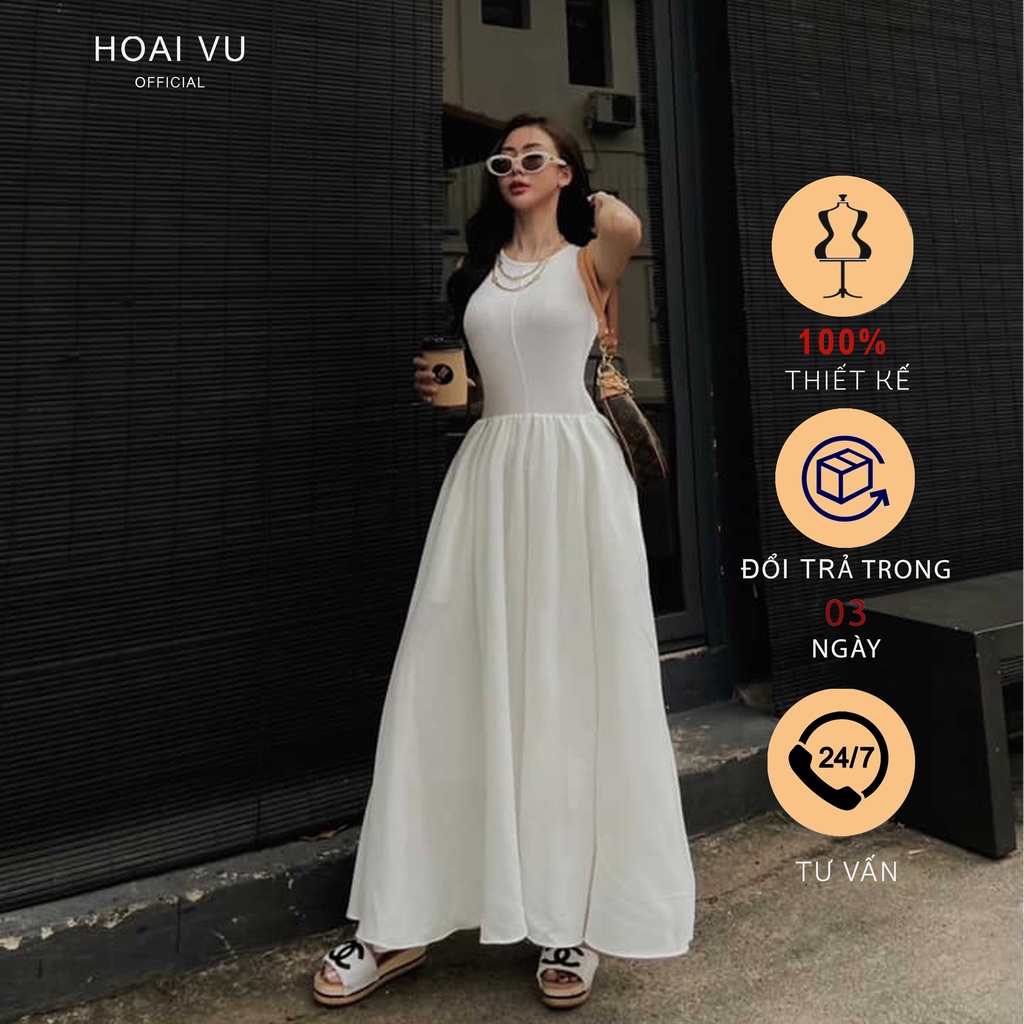 ĐẦM ASHLEY BA LỖ CHÂN VÁY XÒE CAO CẤP - D90