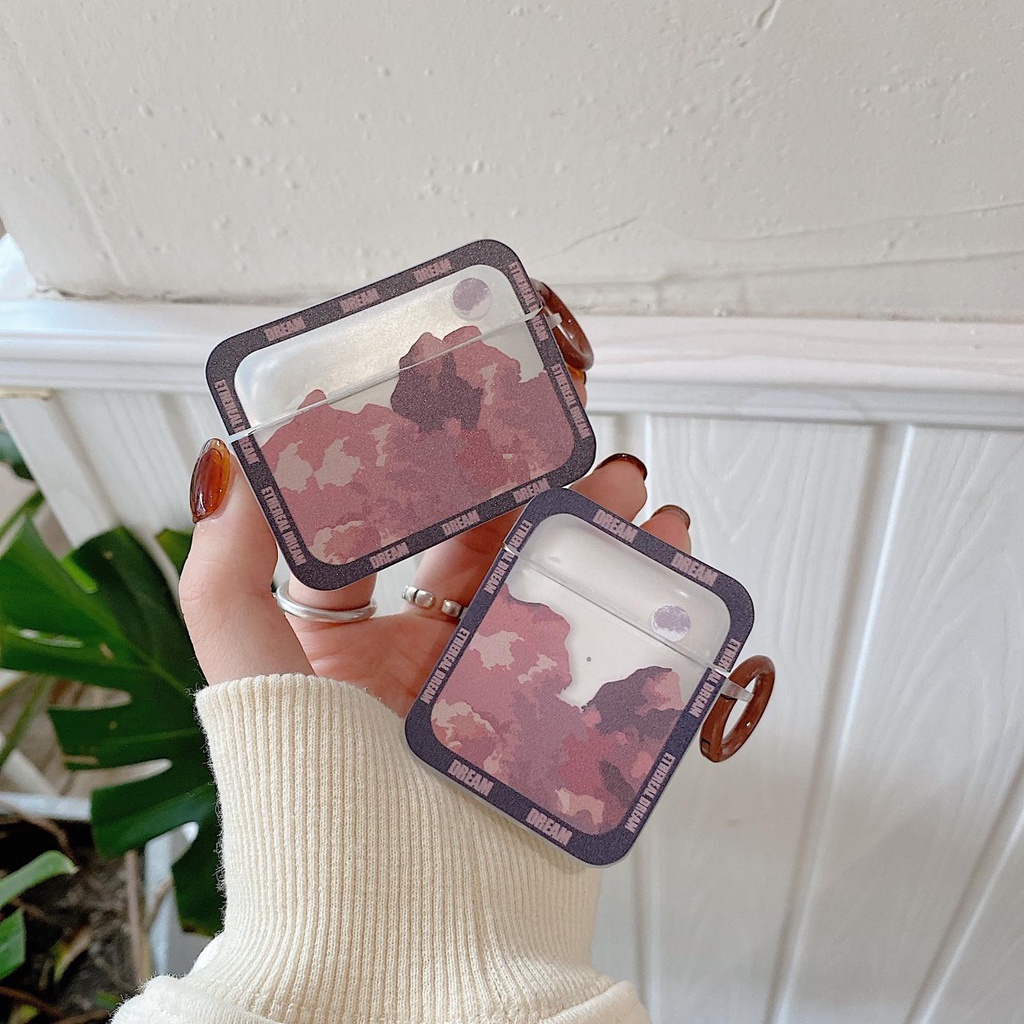 Vỏ Bảo Vệ Hộp Sạc Tai Nghe Airpods 1 2 3 pro 3 Bằng Silicon Mềm Hình Vuông Họa Tiết Đám Mây Hoàng Hôn Dễ Thương