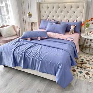 Bộ Chăn Ga Gối Cotton Lụa Tai Thỏ Chất Đẹp