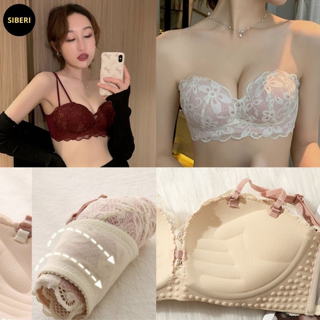 Áo lót nữ nâng ngực, áo bra không gọng,mút đệm bàn tay siêu đẩy mềm mại, co giãn 4 chiều thoải mái, ren quyến rũ_ Siberi