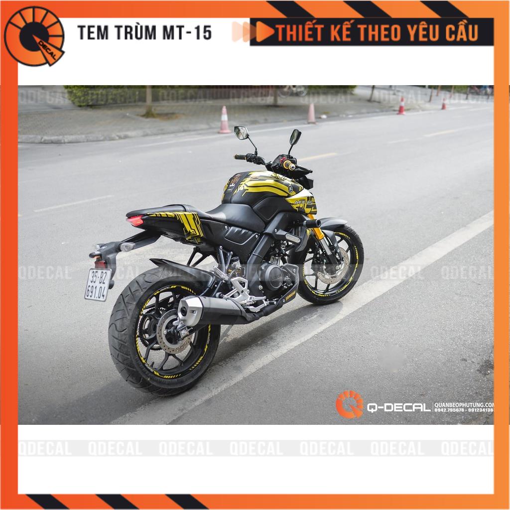 Tem trùm MT15 style đen vàng decal 3 lớp thiết kế theo yêu cầu