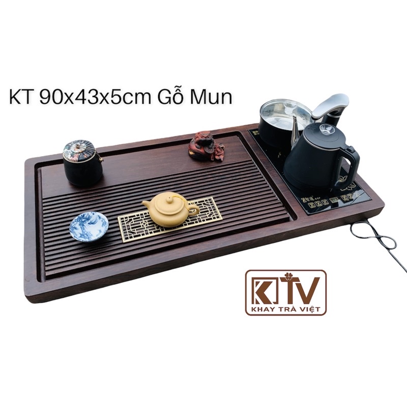 Bộ Khay trà bếp điện mã KTD 0021 gỗ Mun