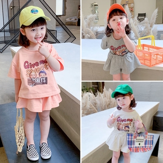 Set áo thun ngắn tay + quần short dễ thương dành cho bé gái