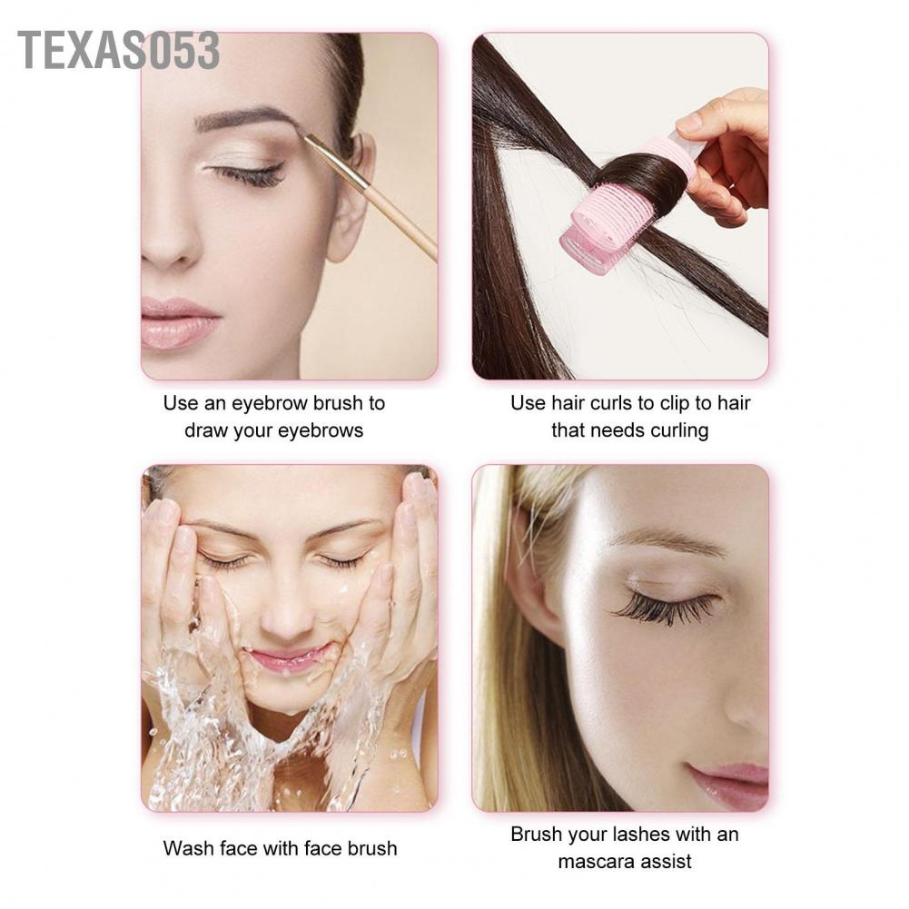 Texas053 Làm đẹp tóc Máy uốn sạch khuôn mặt Bàn chải lông mày mi Trợ lý Phụ nữ Bộ màu hồng