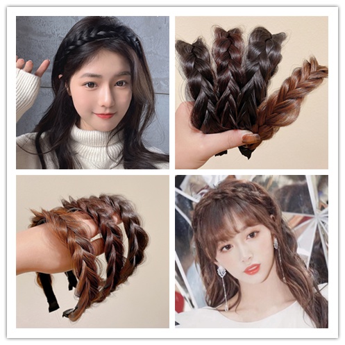 Băng Đô Kiểu Tóc Bện Chống Trượt Chịu Nhiệt Độ Cao Hình Xương Cá Dễ Thương Cho Bạn Gái