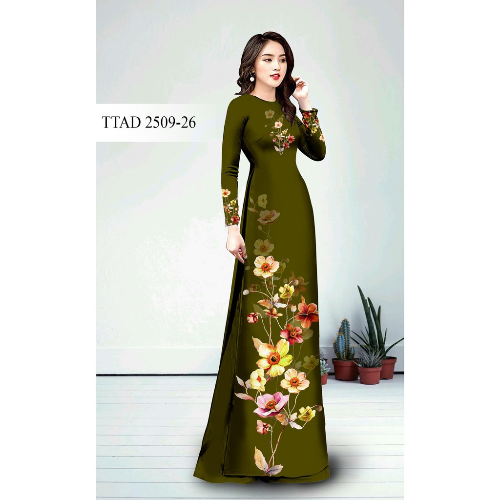 VẢI ÁO DÀI TẰM Ý, IN 3D HỌA TIẾT HOA SANG CHẢNH