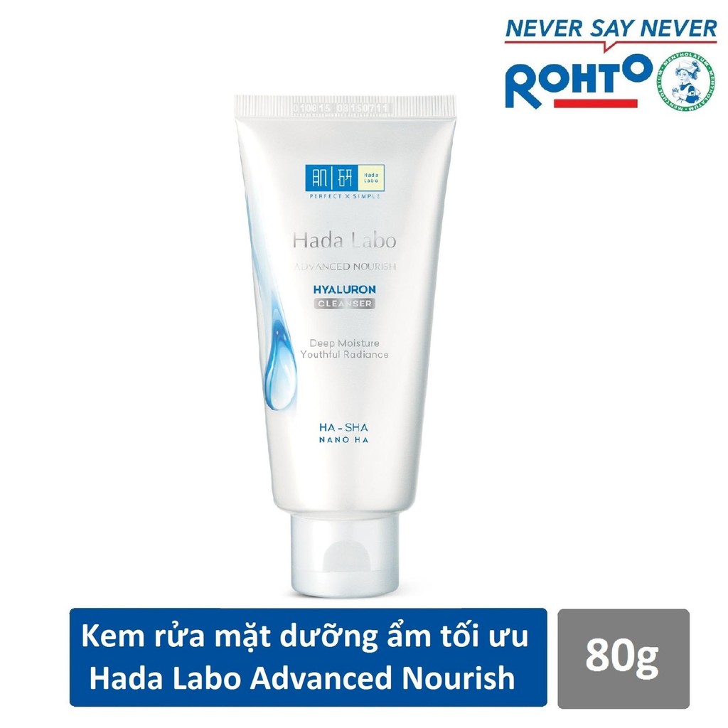 Sửa rửa mặt Hada labo dưỡng ẩm màu trắng 80g