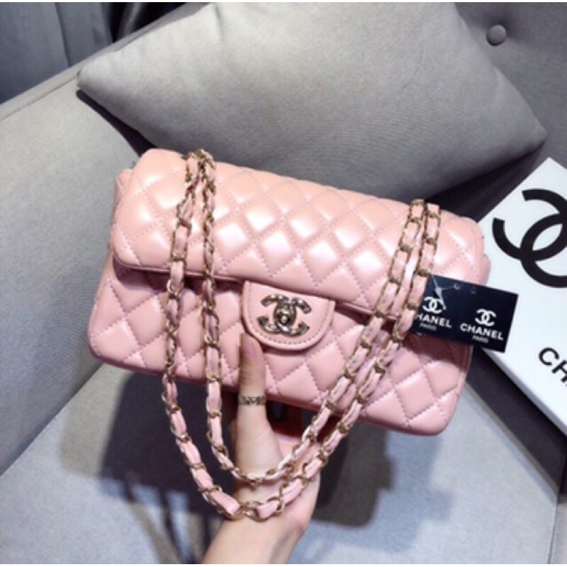 Túi xách nữ classic size 26 thêu ô lót đỏ nhiều ngăn