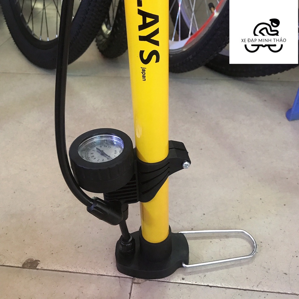 Bơm xe đạp STANLAYS có đồng hồ siêu nhẹ  có thể bơm xe máy