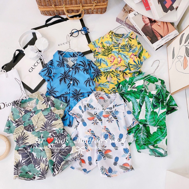 Đồ pizama họa tiết hoa lá cho bé trai- bé gái