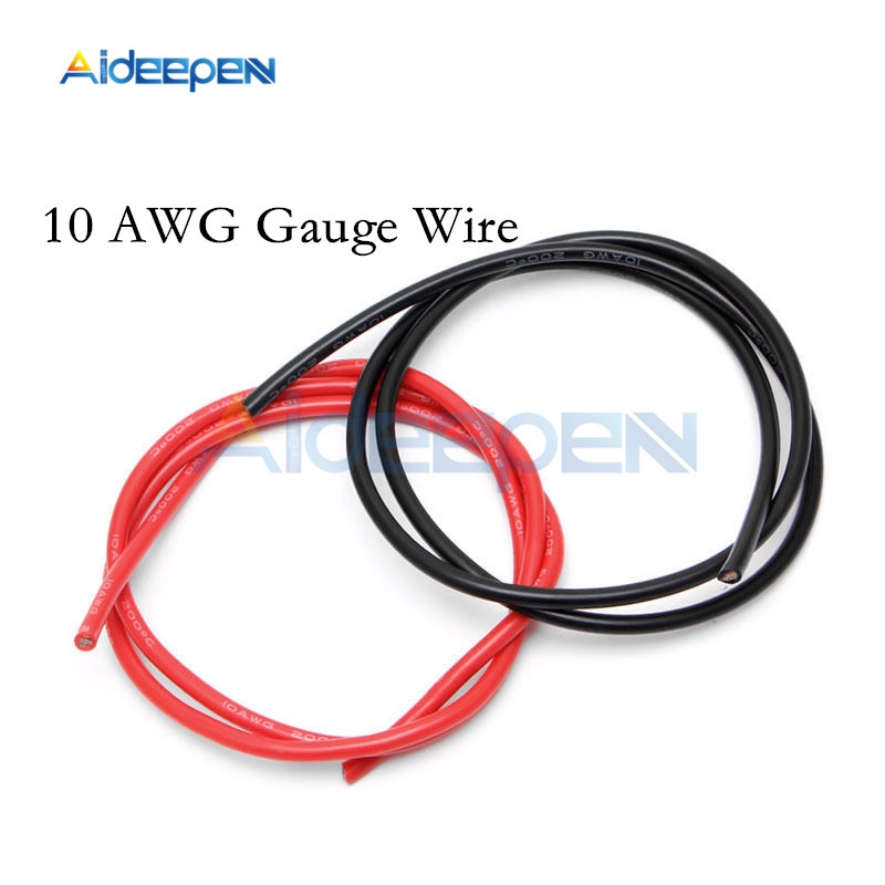 1 Pair 2M 10 AWG Gauge Wire Silicone Flexible Copper Stranded Cables For RC Black and Red | WebRaoVat - webraovat.net.vn