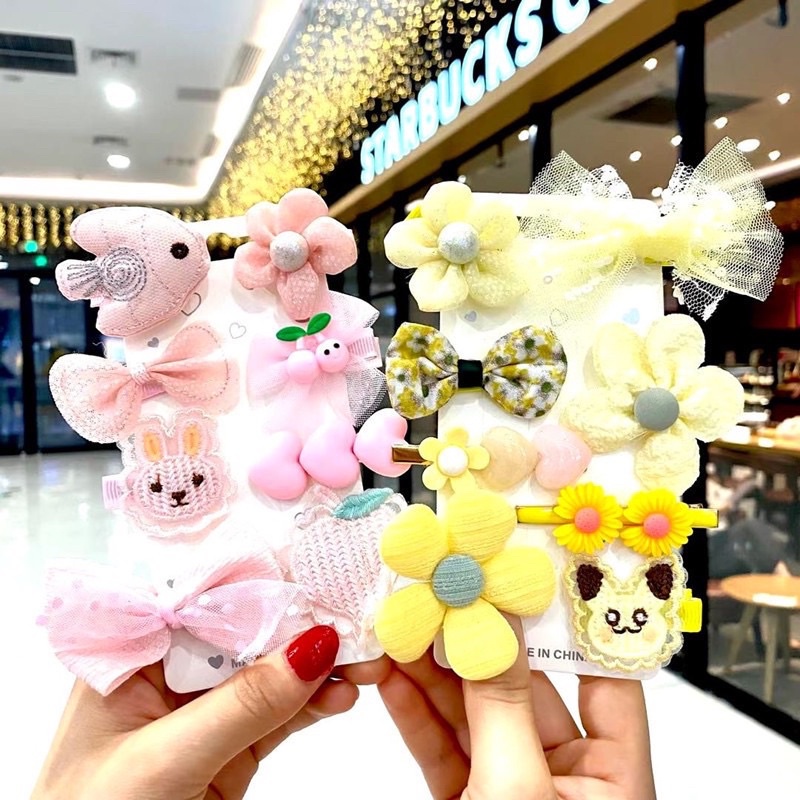 Set 8 kẹp tóc nhiều hình dễ thương cho bé