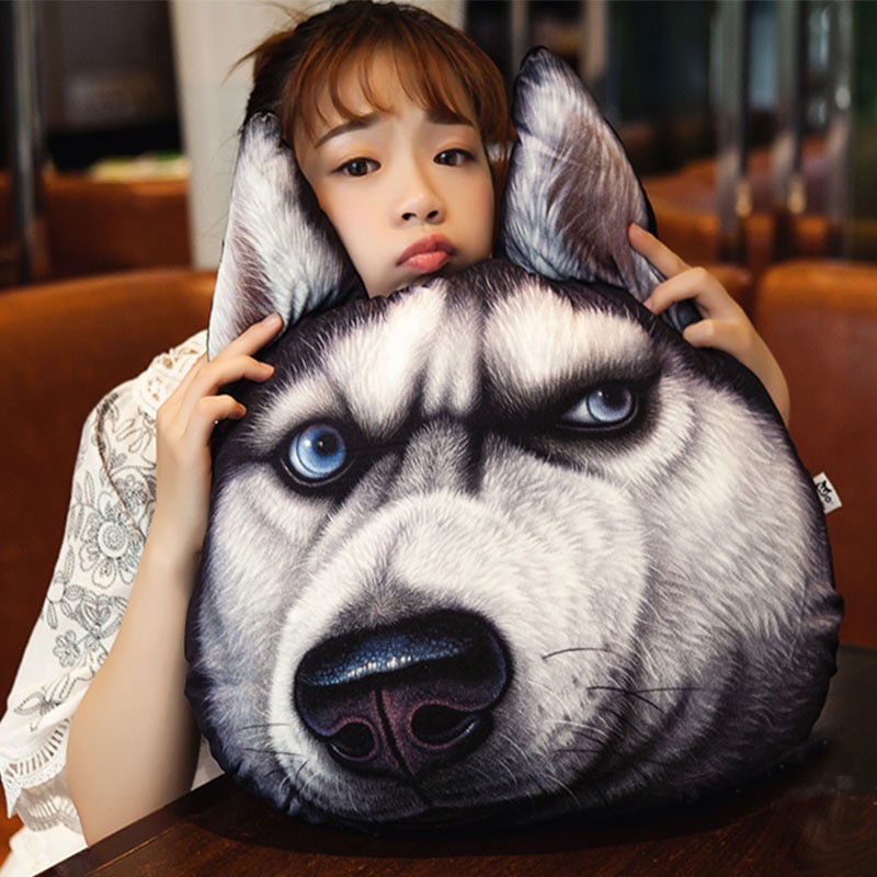 Gối Nhồi Bông Hình Đầu Chú Chó Husky Dễ Thương