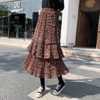 Chân Váy Lưng Cao Họa Tiết Hoa Phong Cách Vintage Hàn Quốc
