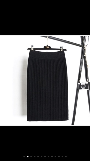 Chân váy len dài xẻ dày dặn