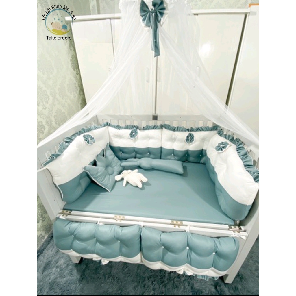 Combo quây cũi, chăn, ga, đệm, gối và thú ôm