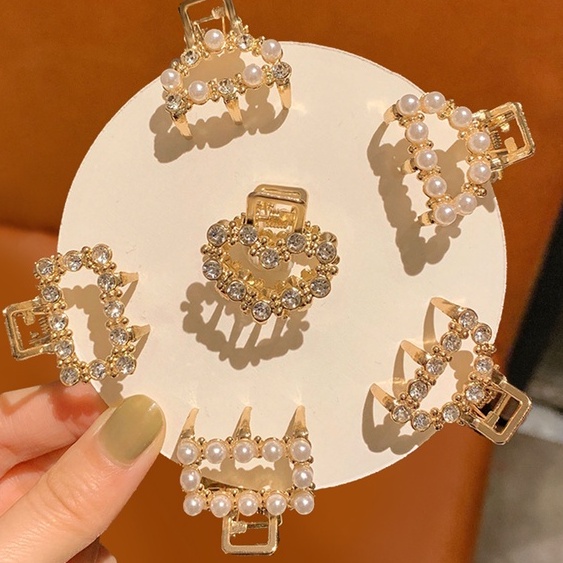 Kẹp Tóc Mini Đính Ngọc Trai Và Đá Nhân Tạo Phong Cách Hàn Quốc