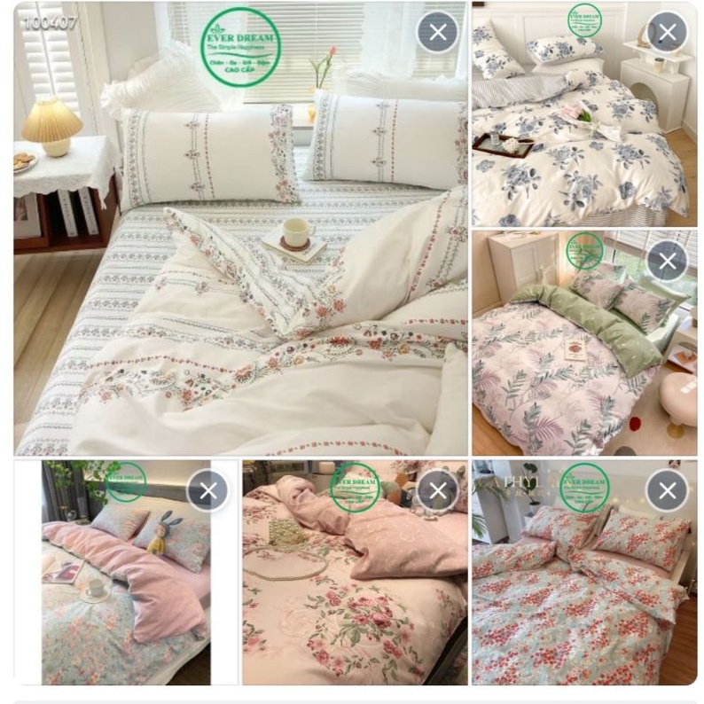 Tặng vỏ gối ôm, Bộ chăn ga gối 4 món, 100% cotton Living nhập khẩu cao cấp, Everdream nhiều mẫu, miễn phí bo chun | BigBuy360 - bigbuy360.vn