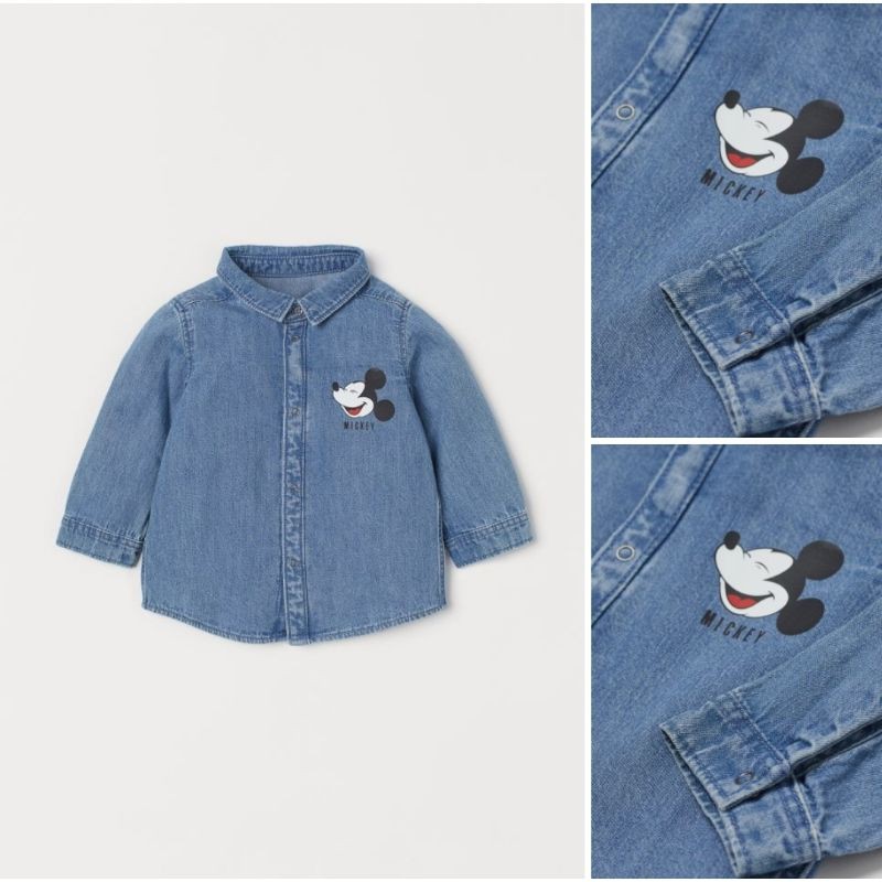 Áo Sơ mi Denim mềm săn sale HM UK sz 4-6, 6-9, 9-12, 12-18, 1.5-2, 2-3, 3-4