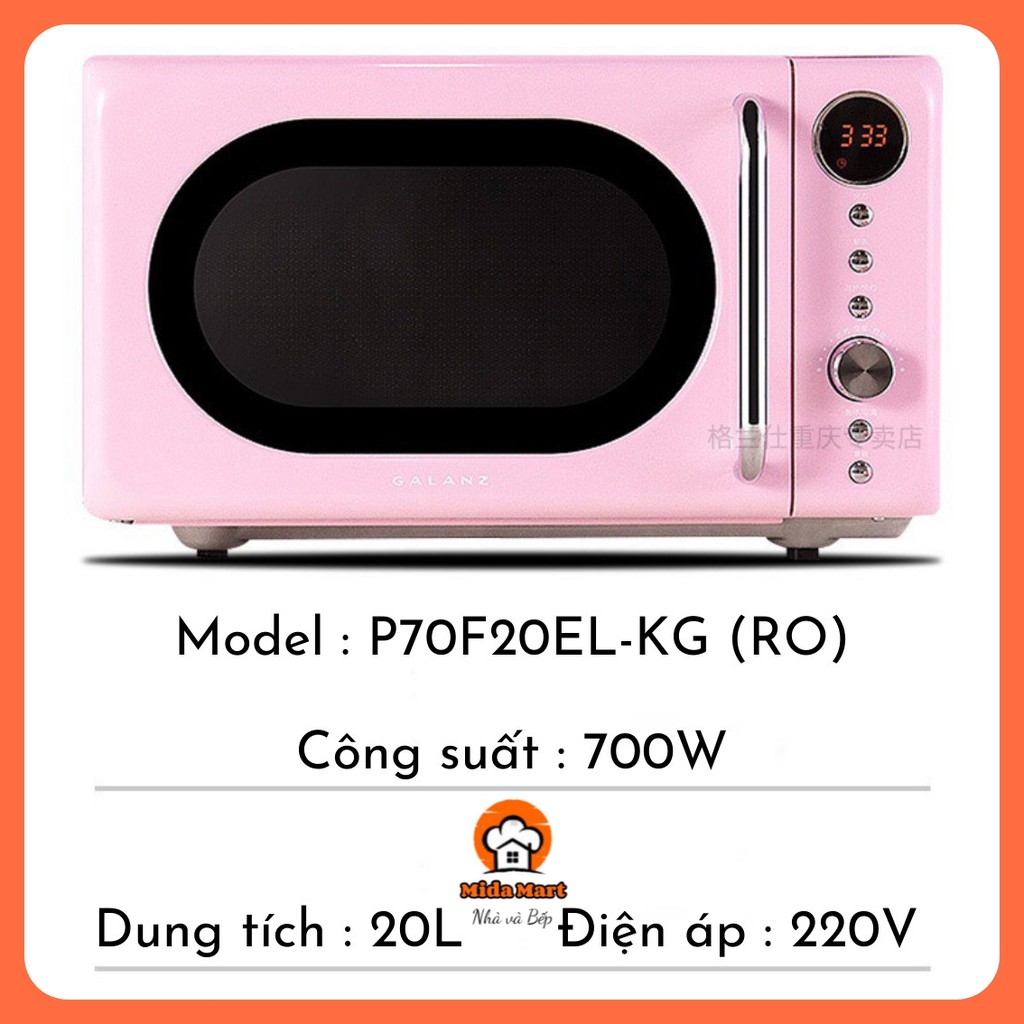 🔥LÒ VI SÓNG MÀU HỒNG 20L GALANZ CHÍNH HÃNG BẢO HÀNH 6 THÁNG CÓ CLIP HƯỚNG DẪN SỬ DỤNG TIẾNG VIỆT🔥