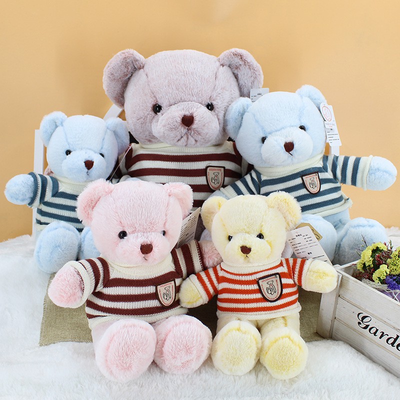 Gấu Teddy Nhồi Bông Mặc Áo Sweater Kẻ Sọc Nhiều Màu Dễ Thương