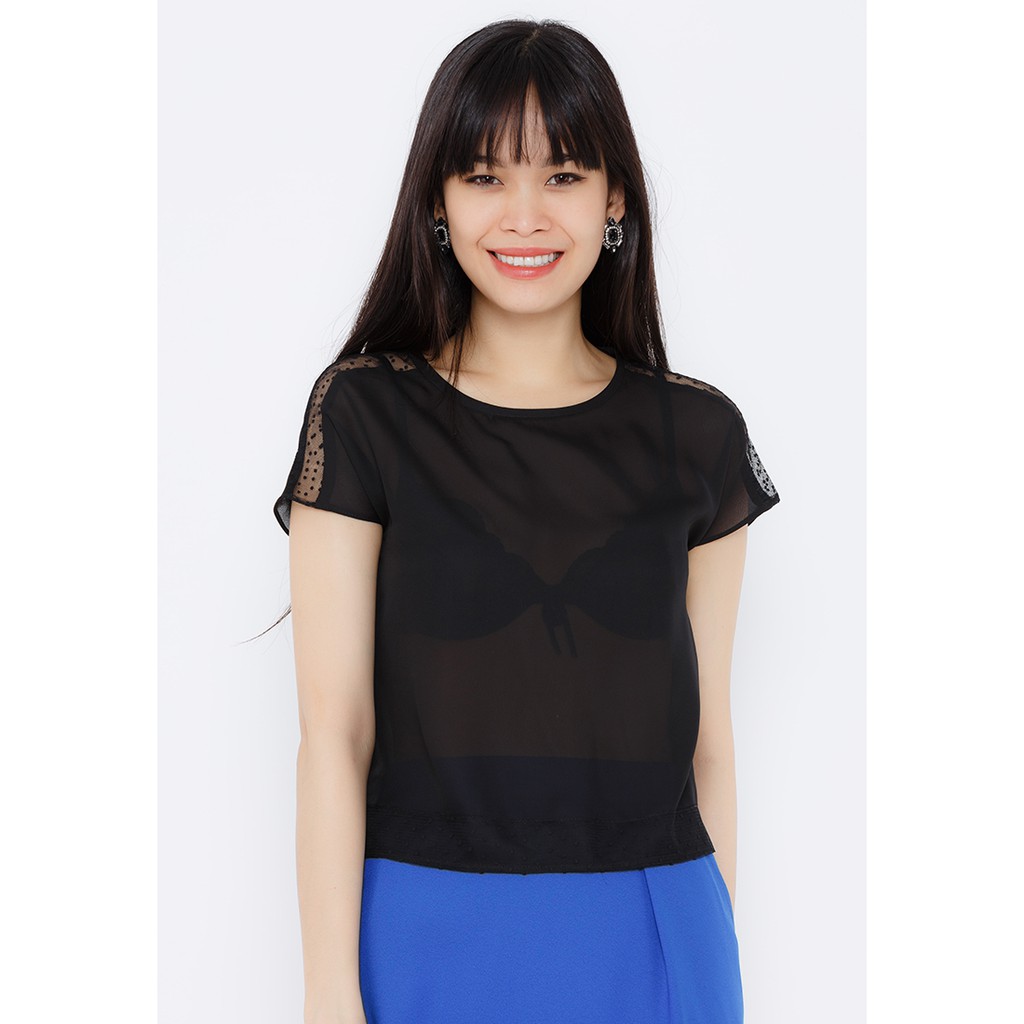 LEENA - 4AN03DE - Áo kiểu tay dơi phối lưới