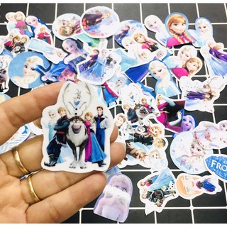 Sticker công chúa Elsa 30-60 cái ép lụa có đề can bóc dán