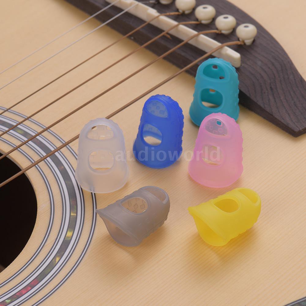 Bộ 6 vỏ silicon bọc bảo vệ ngón tay màu sắc ngẫu nhiên dành cho người mới tập đánh đàn guitar/ukulele