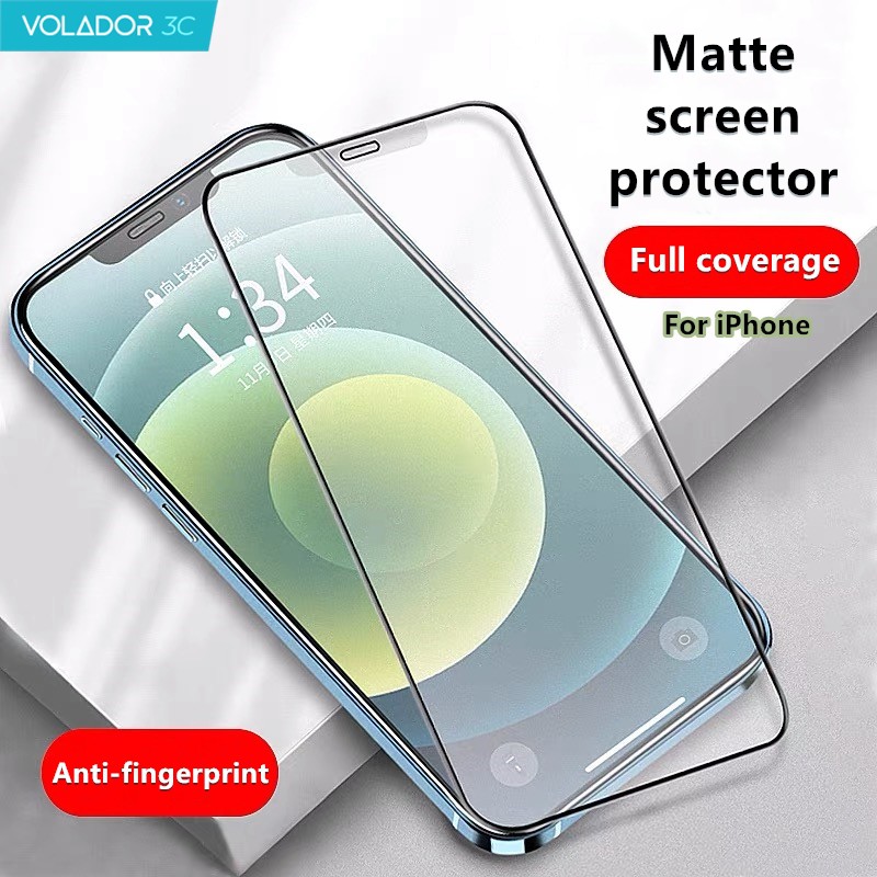 Kính cường lực nhám chống in dấu vân tay cho IPhone 13 12 11 Pro XS Max Pro X XR 7 8 Plus