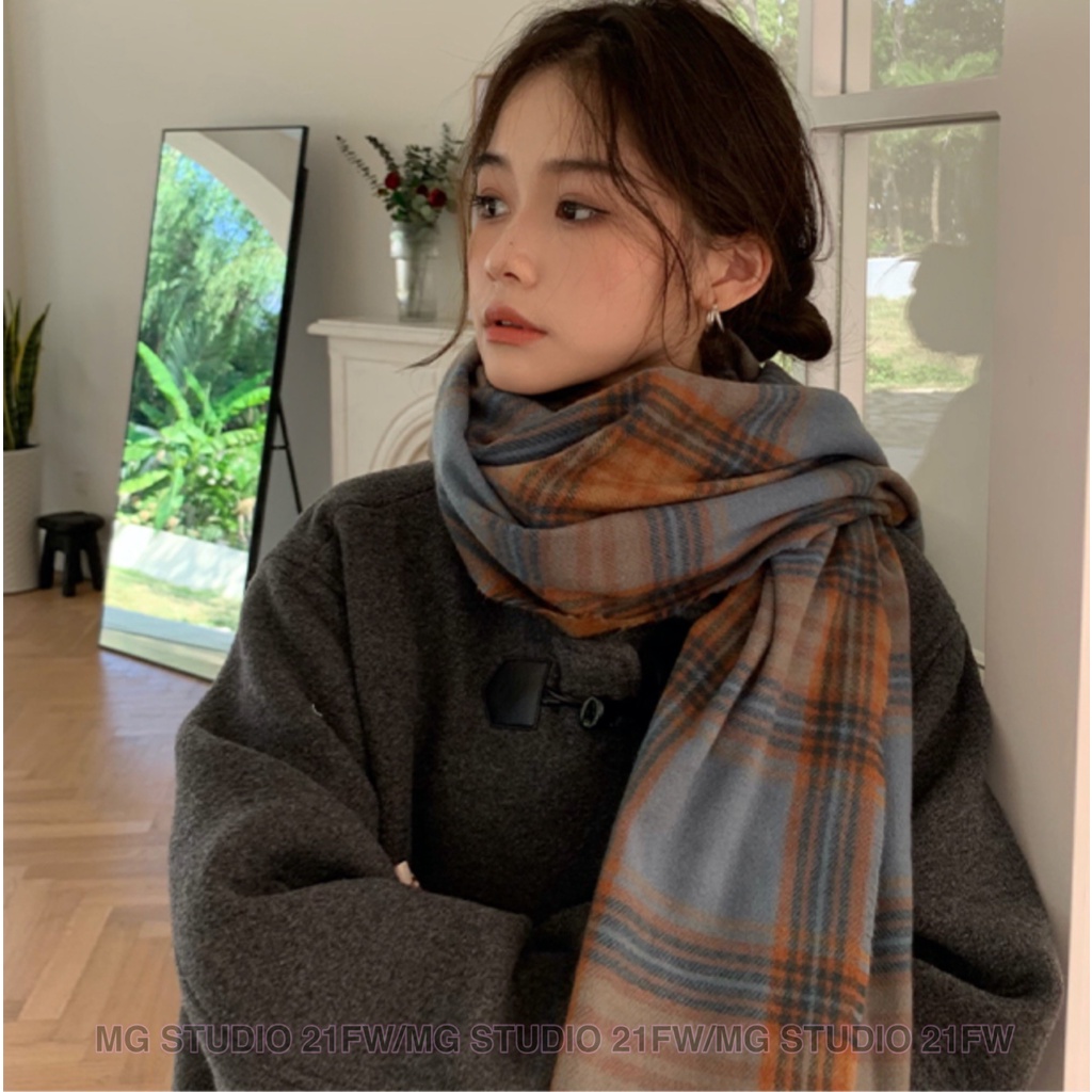 Khăn choàng cổ MG STUDIO vải giả cashmere họa tiết caro