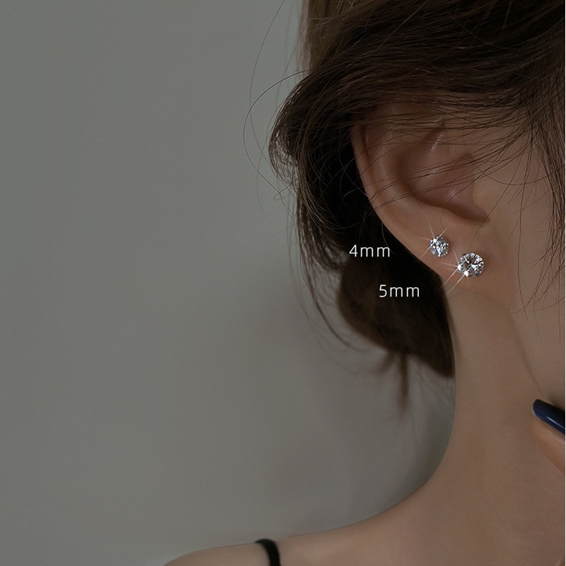 Đôi bông tai đính đá zircon đơn giản tinh tế