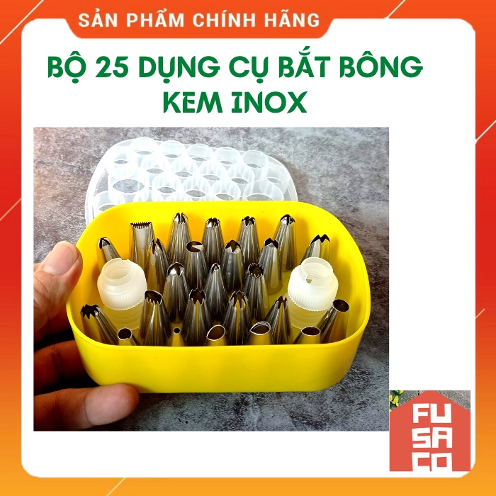 Bộ 25 dụng cụ bắt bông kem kèm 2 đầu nối và hộp đựng cao cấp