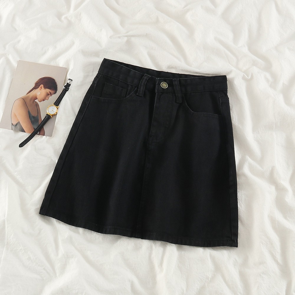 NUZIRO  Chân Váy jean Lưng Cao Dáng Chữ A Trẻ Trung Năng Động Cho Nữ