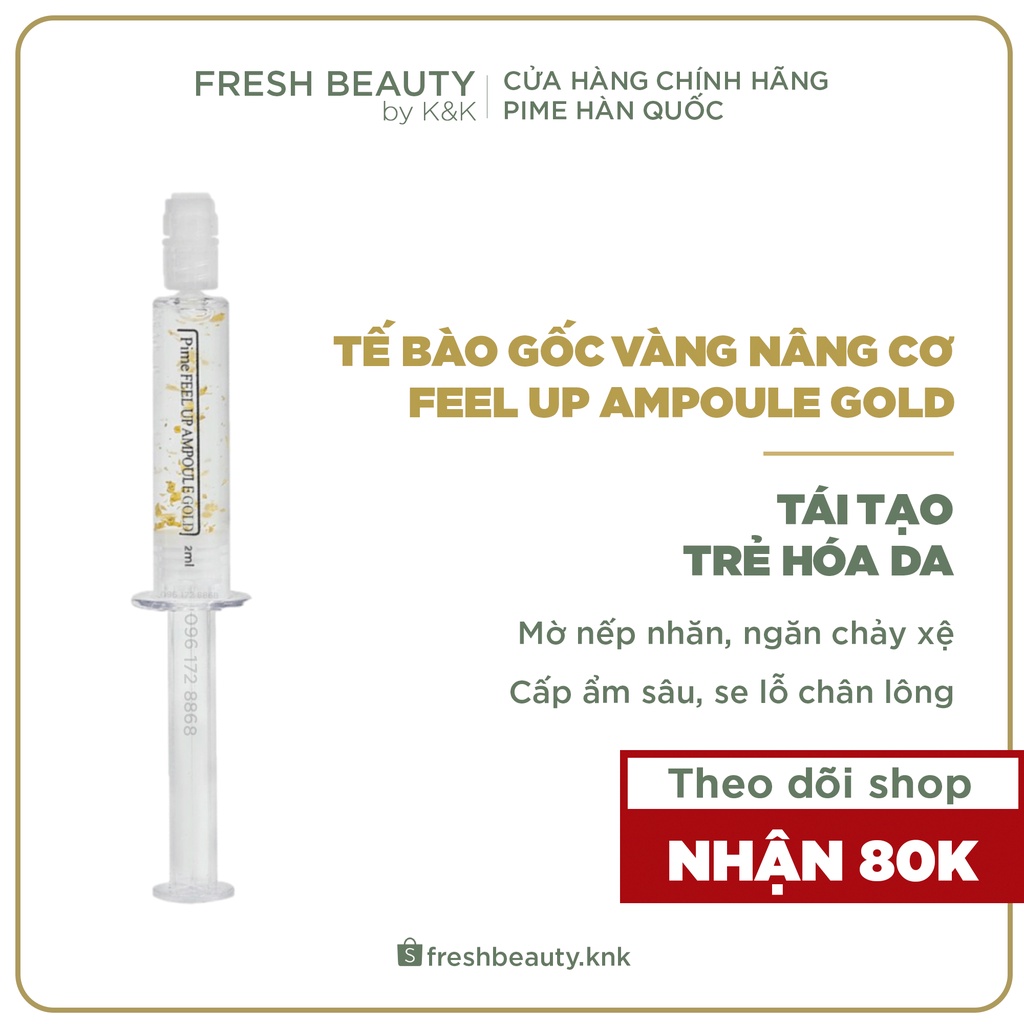 Tế bào gốc vàng nâng cơ giúp da trắng hồng, căng mọng, kiềm dầu, giảm sạm nám, tái tạo trẻ hóa da Pime Ampoule Gold 2ml | BigBuy360 - bigbuy360.vn